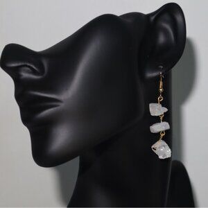 Genuine Natural Raw Quartz Earrings